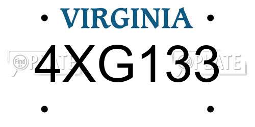 4XG133 Virginia License Plate