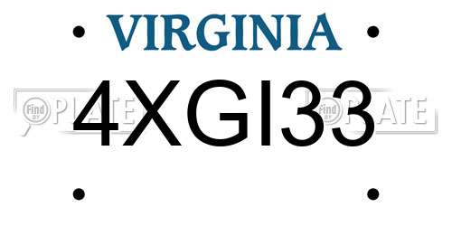 4XGI33 Virginia License Plate