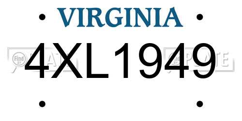 4XL1949 Virginia License Plate