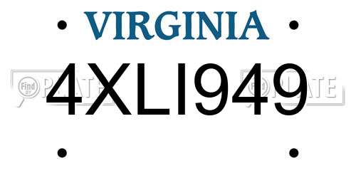 4XLI949 Virginia License Plate