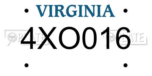 4XO016 Virginia License Plate
