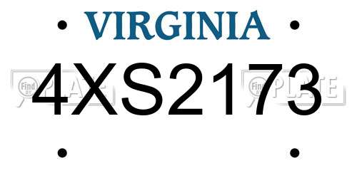 4XS2173 Virginia License Plate