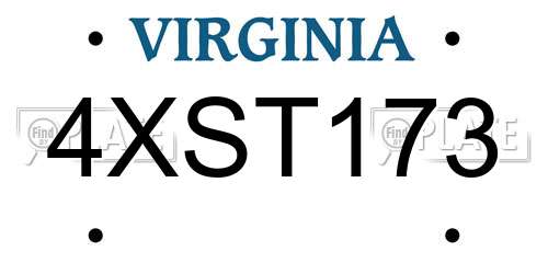 4XST173 Virginia License Plate