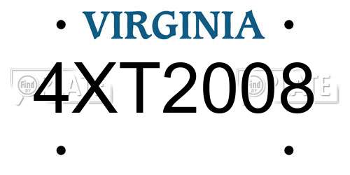 4XT2008 Virginia License Plate