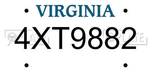 4XT9882 Virginia License Plate