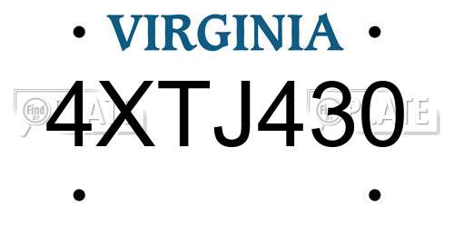 4XTJ430 Virginia License Plate