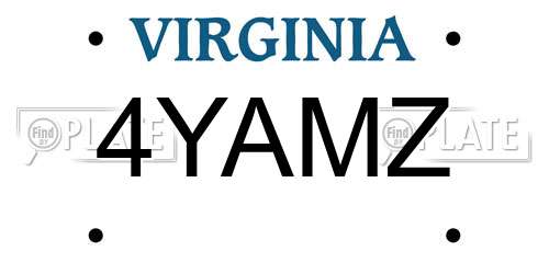 4YAMZ Virginia License Plate