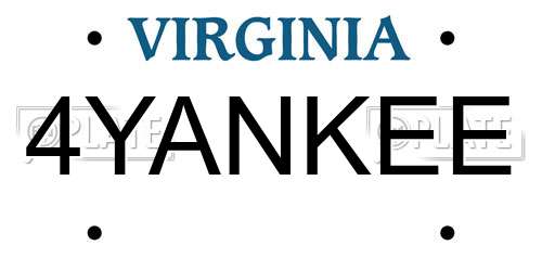 4YANKEE Virginia License Plate