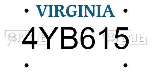4YB615 Virginia License Plate