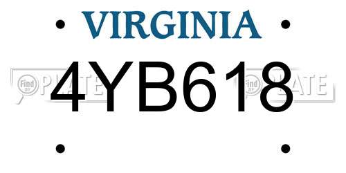4YB618 Virginia License Plate