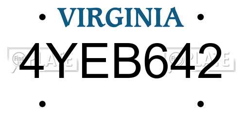 4YEB642 Virginia License Plate