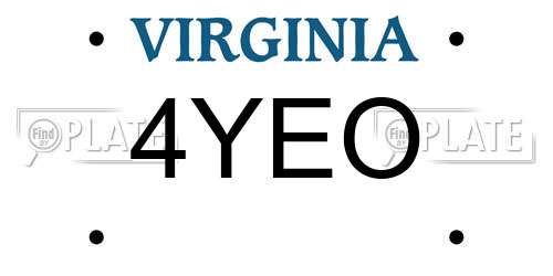 4YEO Virginia License Plate