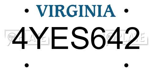 4YES642 Virginia License Plate