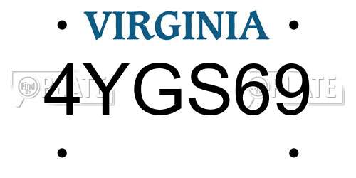4YGS69 Virginia License Plate