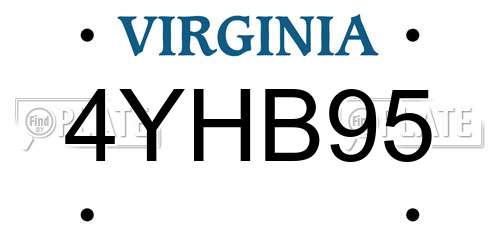 4YHB95 Virginia License Plate