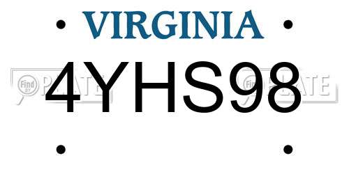 4YHS98 Virginia License Plate