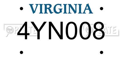 4YN008 Virginia License Plate