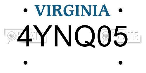 4YNQ05 Virginia License Plate