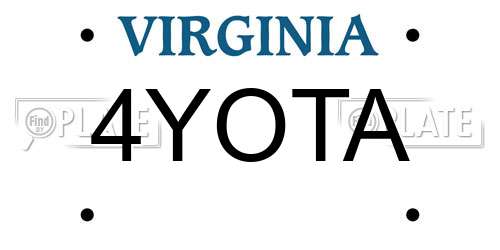 4YOTA Virginia License Plate