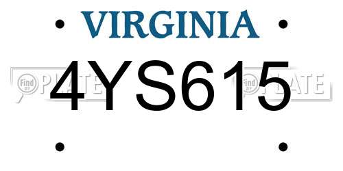 4YS615 Virginia License Plate