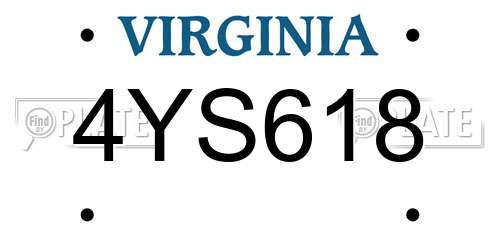 4YS618 Virginia License Plate