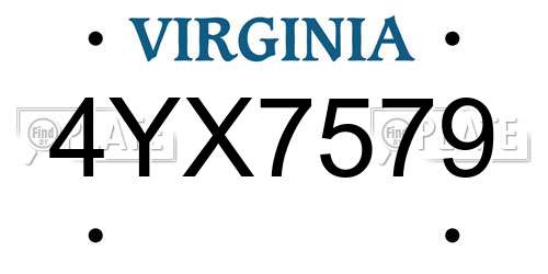 4YX7579 Virginia License Plate