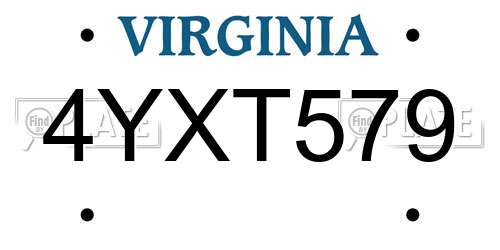 4YXT579 Virginia License Plate