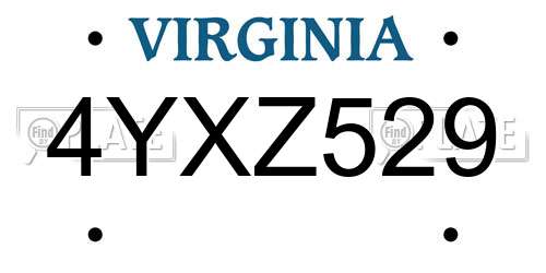 4YXZ529 Virginia License Plate