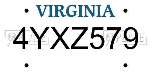 4YXZ579 Virginia License Plate