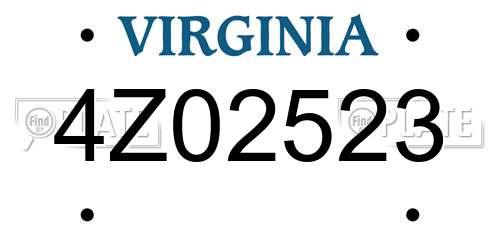 4Z02523 Virginia License Plate