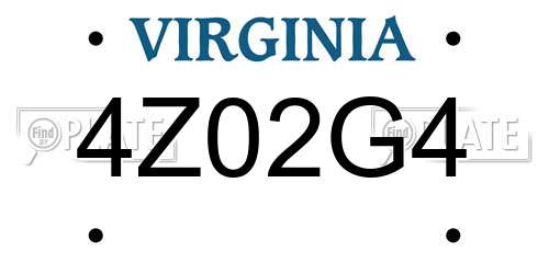 4Z02G4 Virginia License Plate