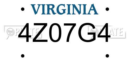 4Z07G4 Virginia License Plate