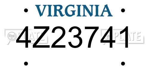 4Z23741 Virginia License Plate