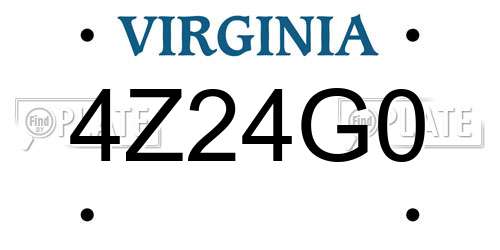 4Z24G0 Virginia License Plate