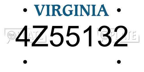 4Z55132 Virginia License Plate