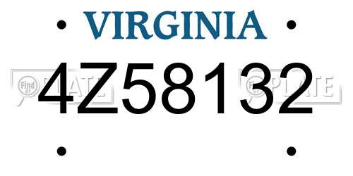 4Z58132 Virginia License Plate