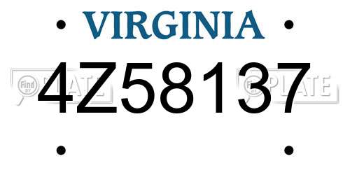 4Z58137 Virginia License Plate