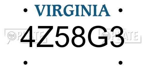 4Z58G3 Virginia License Plate