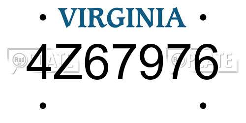 4Z67976 Virginia License Plate