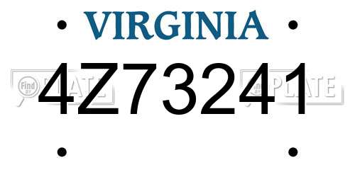 4Z73241 Virginia License Plate