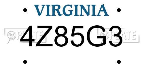 4Z85G3 Virginia License Plate