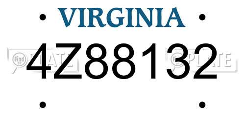 4Z88132 Virginia License Plate