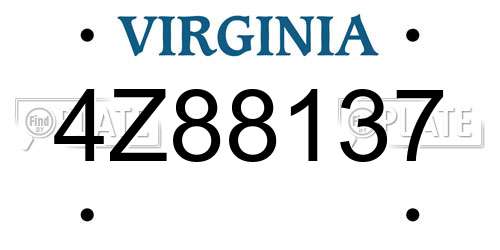 4Z88137 Virginia License Plate