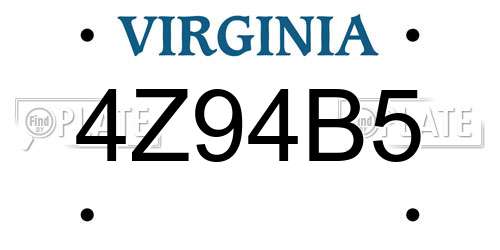 4Z94B5 Virginia License Plate