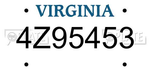 4Z95453 Virginia License Plate