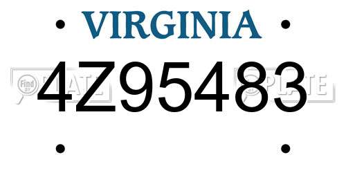 4Z95483 Virginia License Plate