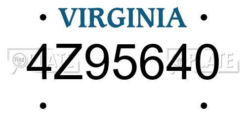 4Z95640 Virginia License Plate