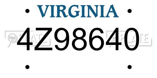 4Z98640 Virginia License Plate