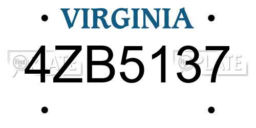 4ZB5137 Virginia License Plate