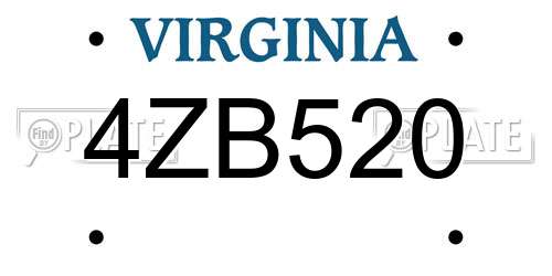 4ZB520 Virginia License Plate